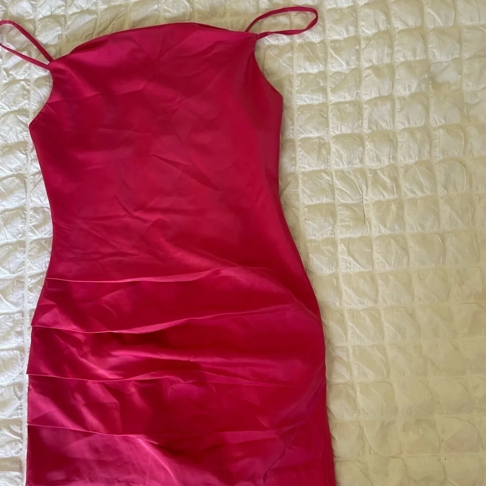 NBD Abra Pink Satin Ruched Mini Dress - Picture 5 of 12